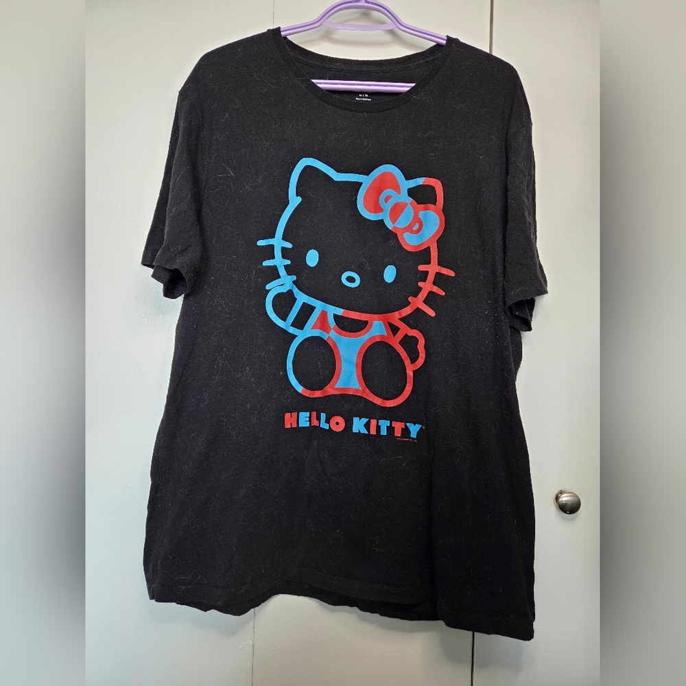☀️Old Navy Women's XL Black Hello Kitty Red Blue Graphic T-Shirt